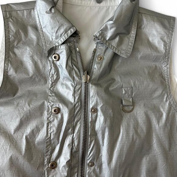 Lauren Ralph Lauren Reversible Vest Silver Metallic / White Sz P/M - Picture 3 of 6